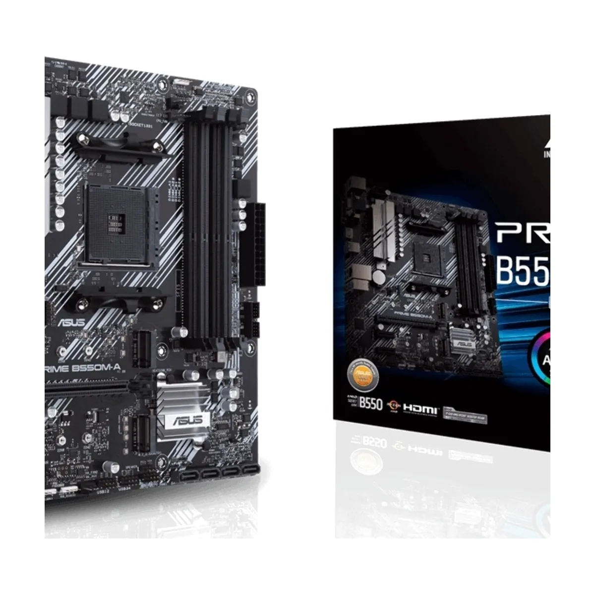 Материнская плата ASUS PRIME B550M-A/CSM, AM4, AMD B550, 4xDDR4, 4xSATA, 2xM.2, 1xPCIe 4.0 x16, 1xPCIe 3.0 x16, 2xPCIe 3.0 x1, 1xVGA, 1xDVI, 1xHDMI, 1x1Gb LAN, 2xUSB-A 10Gbps, 4xUSB-A 5Gbps, 3x3.5 мм, 7.1, mATX