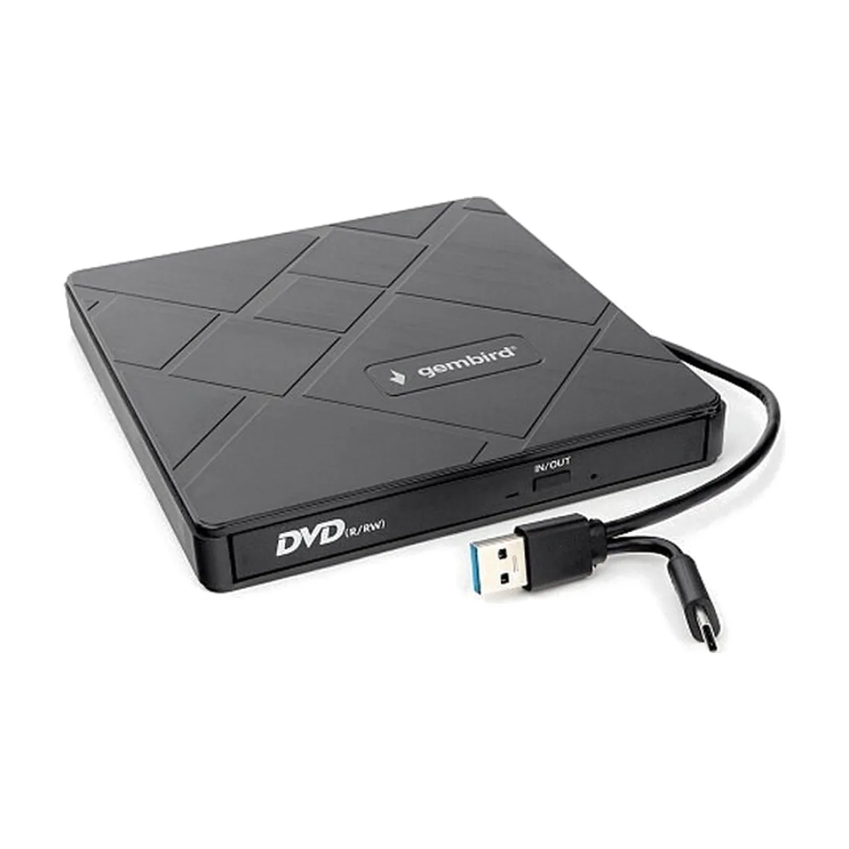 Оптический привод внешний со встроенным кардридером и хабом Gembird DVD-USB-04 пластик, черный