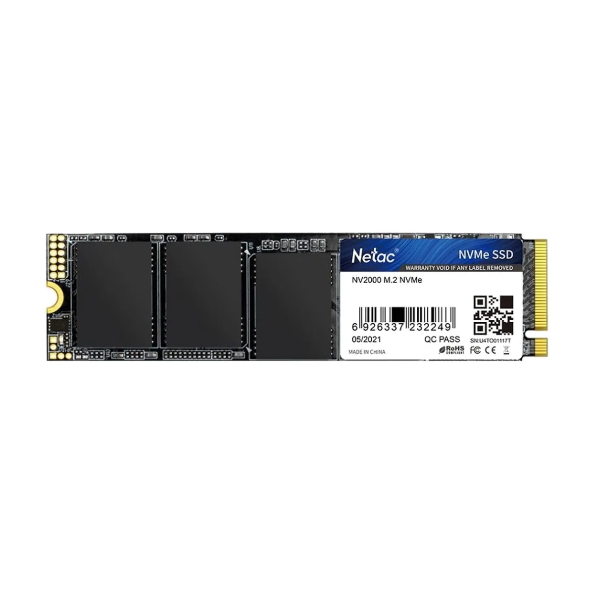 Накопитель SSD Netac NV2000, 512Gb, PCIe 3.0 x4, M.2 2280, NVMe, R/W 2500/1950