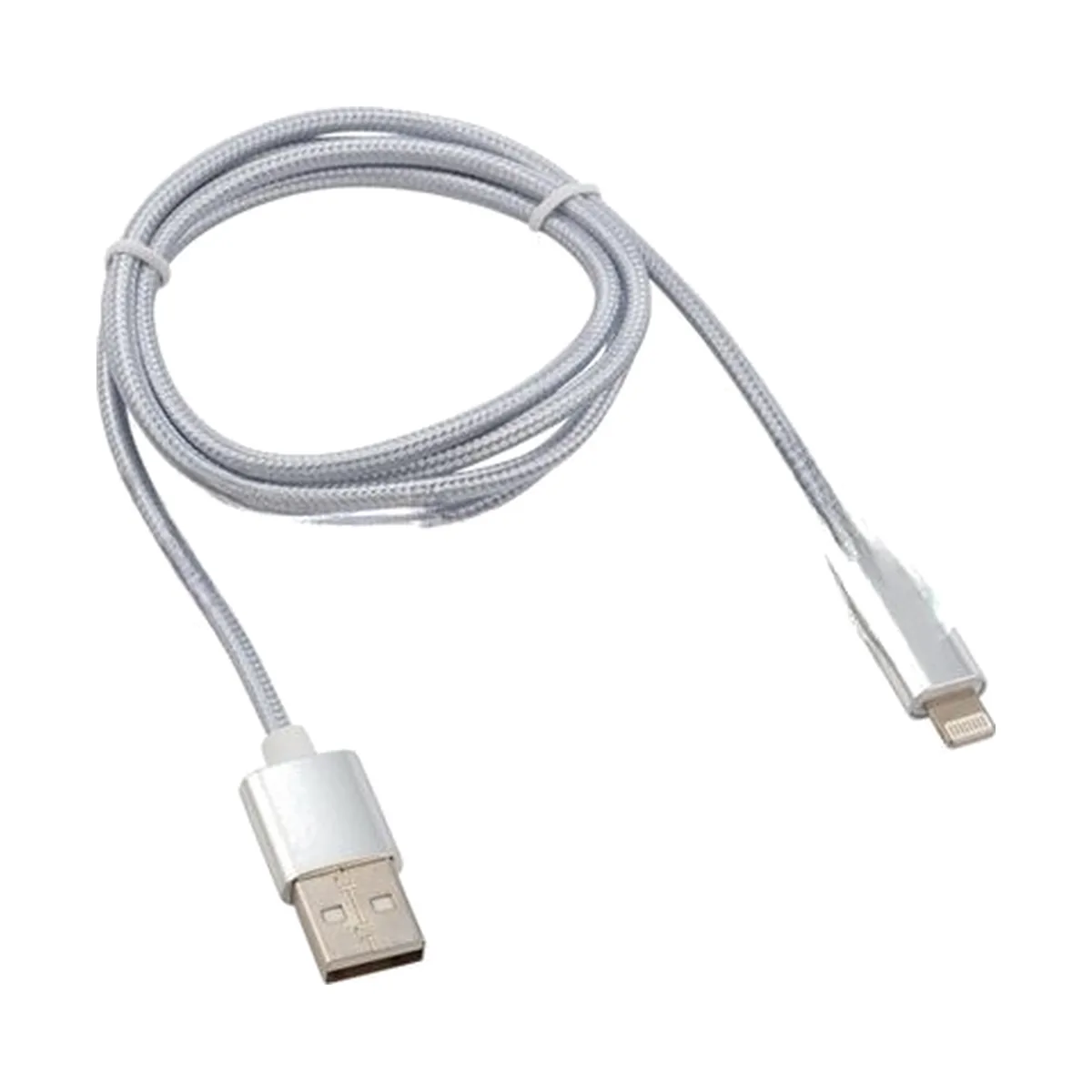 Кабель Rexant USB-Lightning 1 м, серебристая нейлоновая оплетка