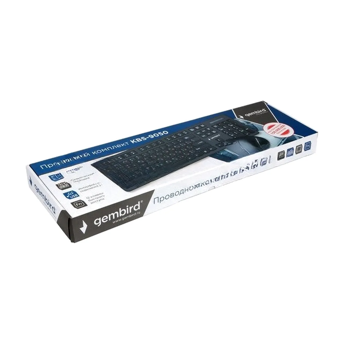 Комплект клавиатура+мышь Gembird KBS-9050 проводной, USB, 1000 DPI, чёрный