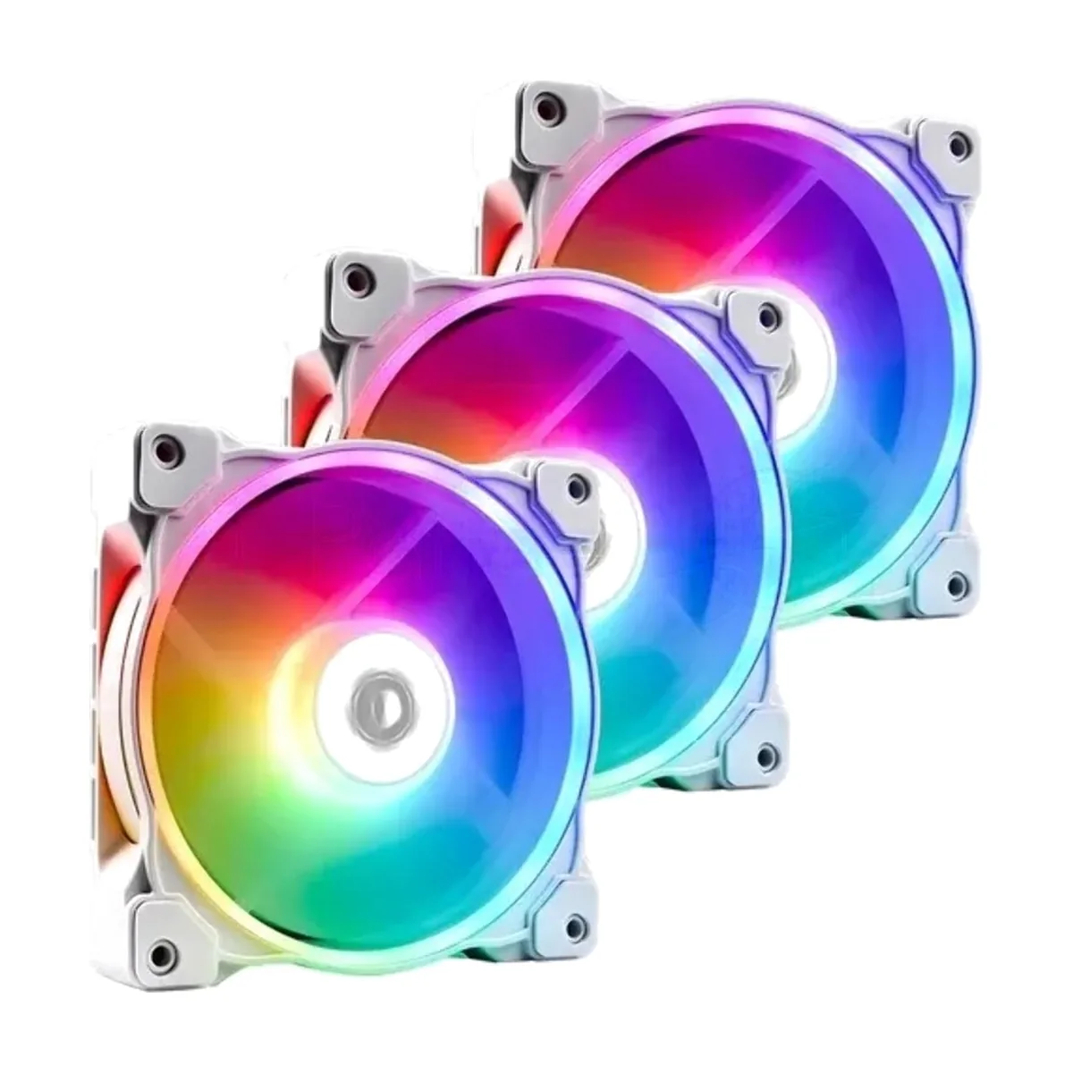Вентилятор ID-COOLING ZF-12025-ARGB TRIO SNOW (3 in 1) 120x120x25мм (20шт./кор, PWM, Low Noise, резиновые углы, Addresable RGB, 500-1600об/мин, снежно белый)  BOX