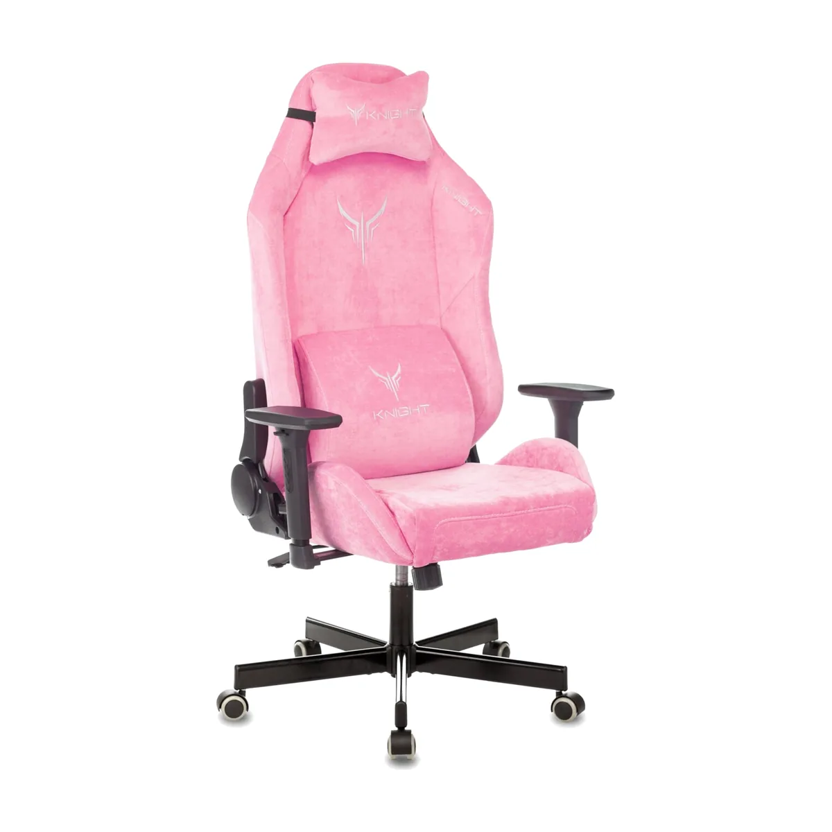 Кресло Knight N1 Fabric розовый, велюр, 120 кг, механизм качания