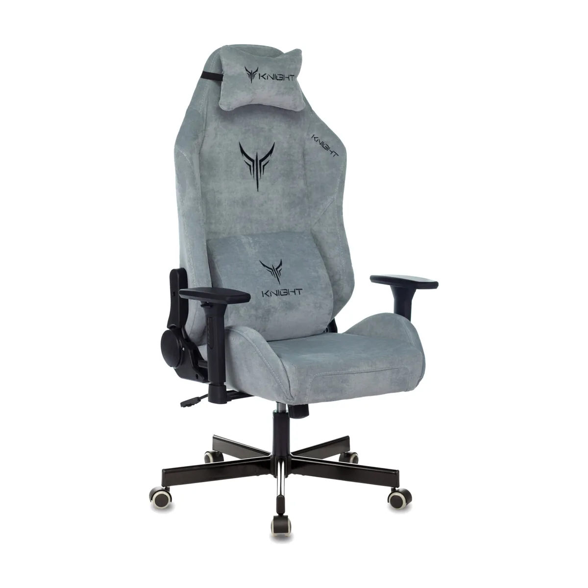 Кресло игровое Бюрократ Knight N1 Fabric серо-голубой Light-28 с подголов. крестовина металл
