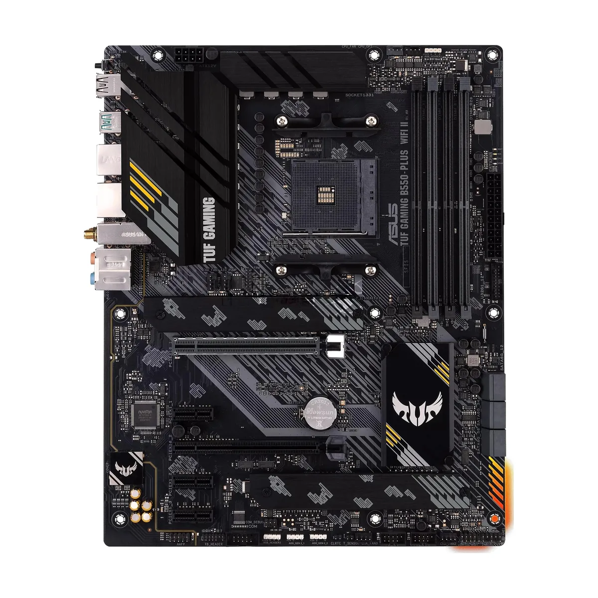 Материнская плата ASUS TUF GAMING B550-PLUS WIFI II, AM4, AMD B550, 4xDDR4, 6xSATA, 2xM.2, 1xPCIe 4.0 x16, 1xPCIe 3.0 x16, 3xPCIe x1, DisplayPort, HDMI, 1x2.5Gb LAN, USB Type-C, 3x3.5 мм, 7.1, ATX