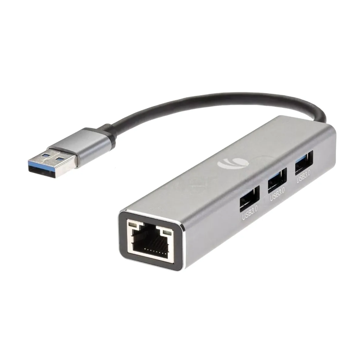 Переходник VCOM USB 3.0 -->RJ-45 1000Mbps+3 USB3.0, Aluminum Shell, 0.2м DH312A