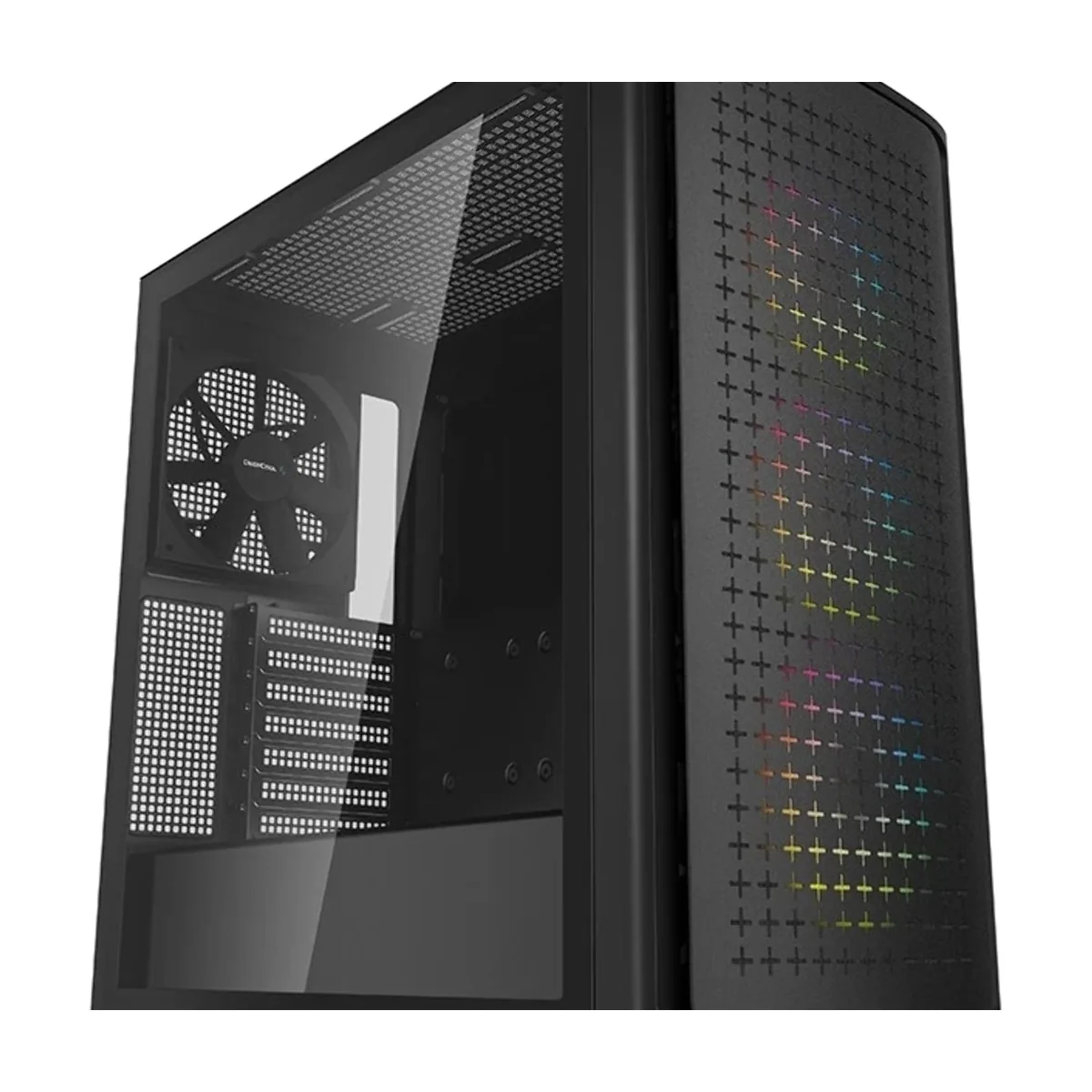 Компьютерный корпус Deepcool CK560 без БП, боковое окно (закаленное стекло), 3xARGB LED 120мм вентилятора спереди и 1x140мм вентилятор сзади, черный, ATX