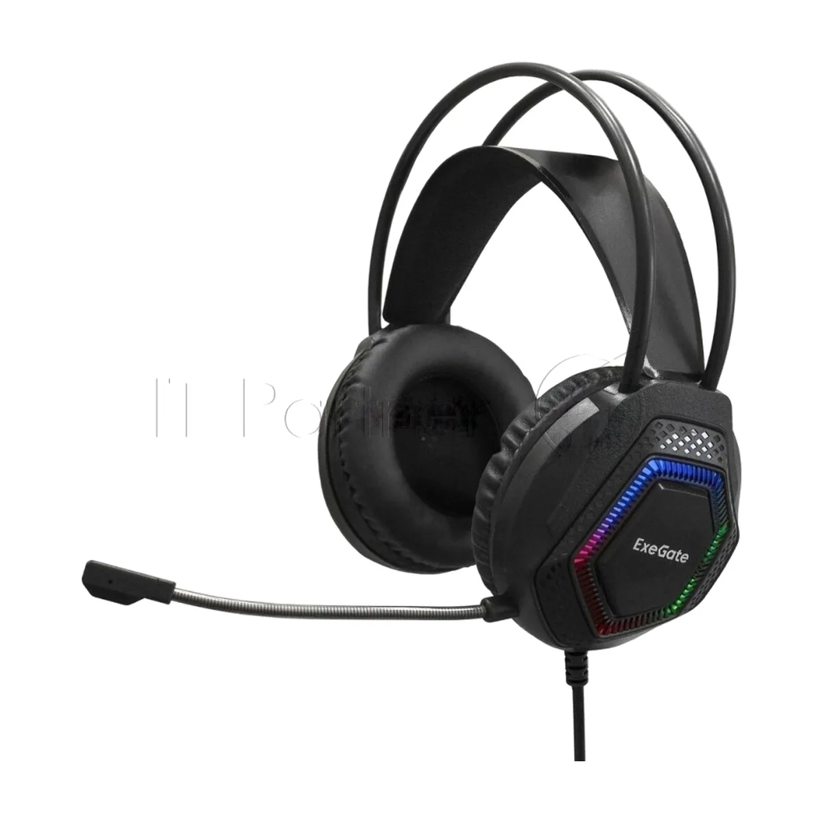 Гарнитура Exegate Cosmos HS-704GL чёрный, проводная, USB, виртуальный звук 7.1, подсветка