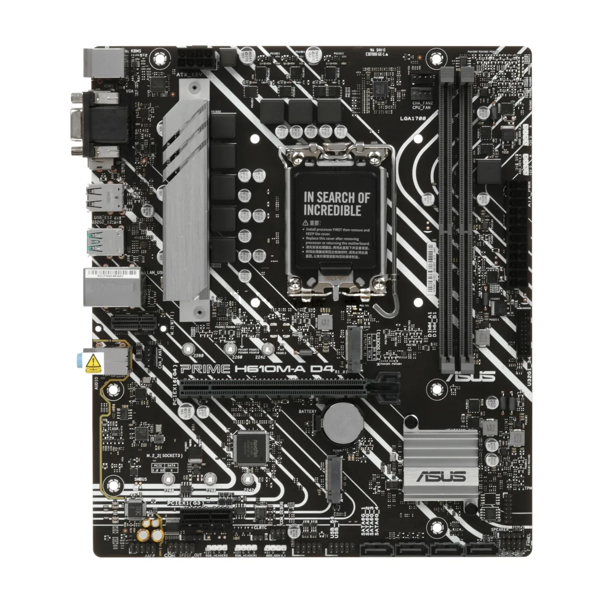 Материнская плата ASUS PRIME H610M-A D4-CSM, LGA 1700, Intel H610, 2xDDR4, 4xSATA, 2xM.2, 1xPCIe 4.0 x16, 1xPCIe x1, 1xDP, 1xD-Sub, 1xHDMI, 1x 1Gb LAN, 4xUSB-A 2.0, 2xUSB-A 3.2 Gen 1, 7.1, mATX