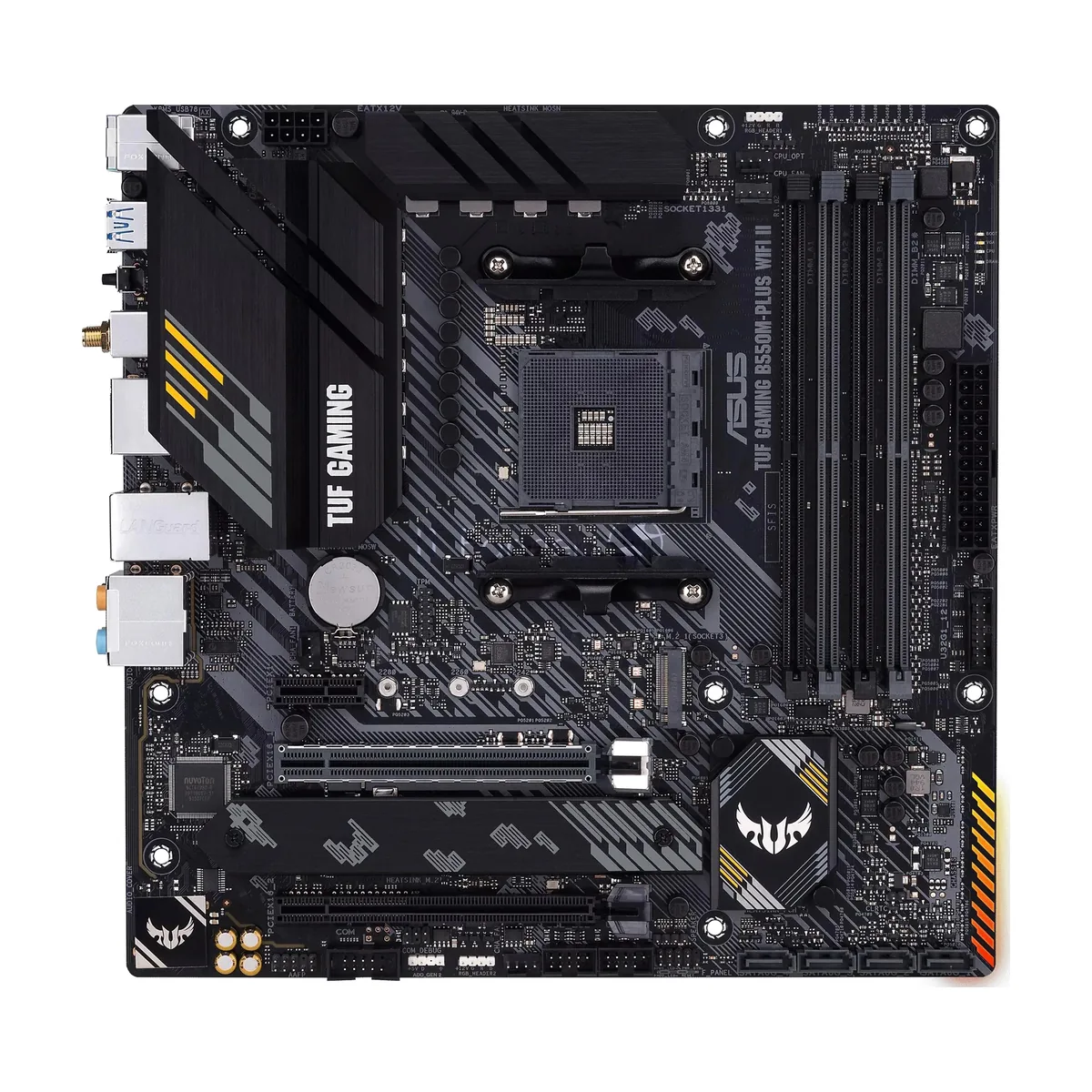 Материнская плата ASUS TUF GAMING B550M-PLUS WI-FI II, AM4, AMD B550, 4xDDR4, 4xSATA, 2xM.2, 1xPCIe 4.0 x16, DisplayPort, HDMI, 1x2.5Gb LAN, USB Type-C, Wi-Fi 6, Bluetooth, 5x3.5 мм, 7.1, microATX