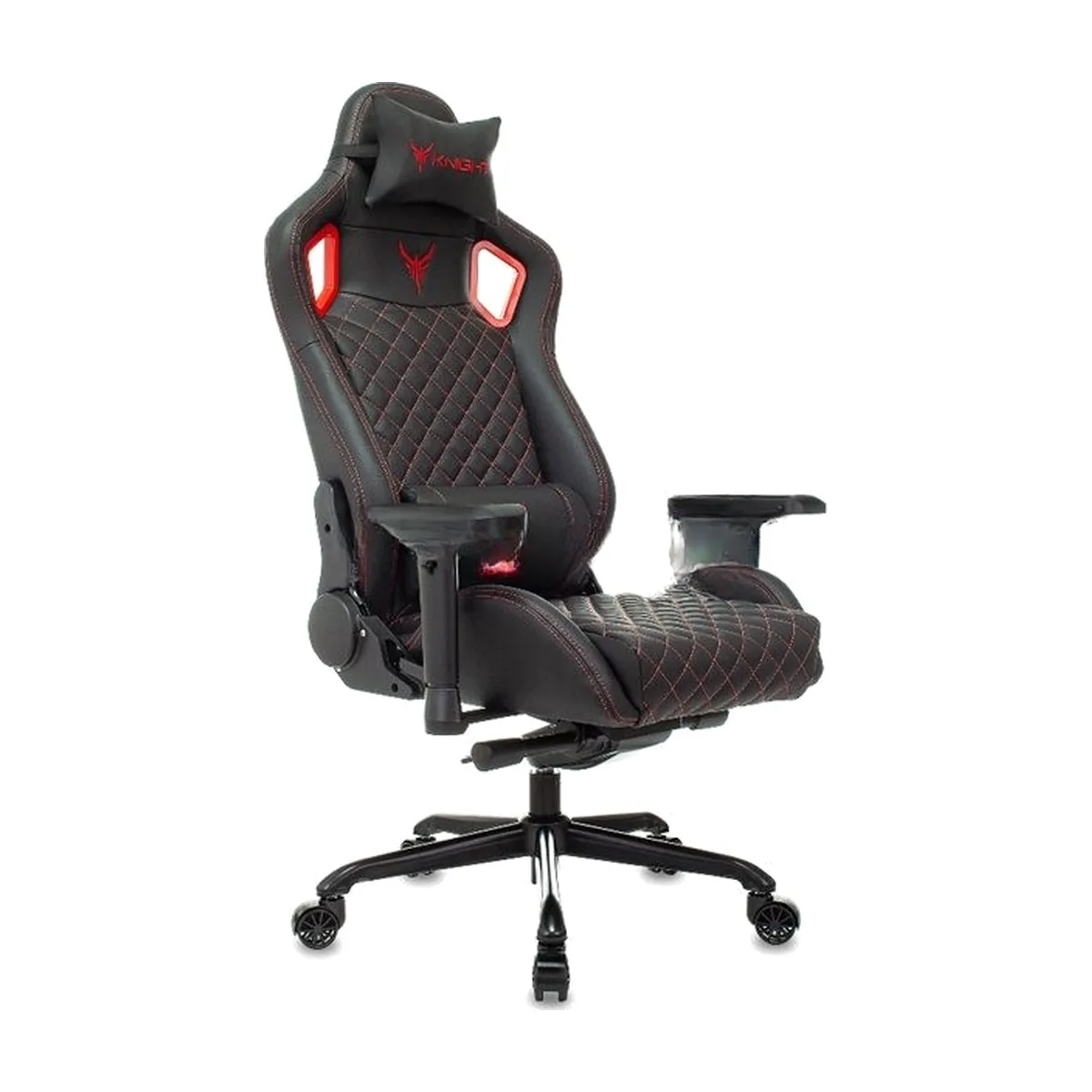 Кресло игровое Knight TITAN черный/красный ромбик эко.кожа с подголов. крестовина металл
