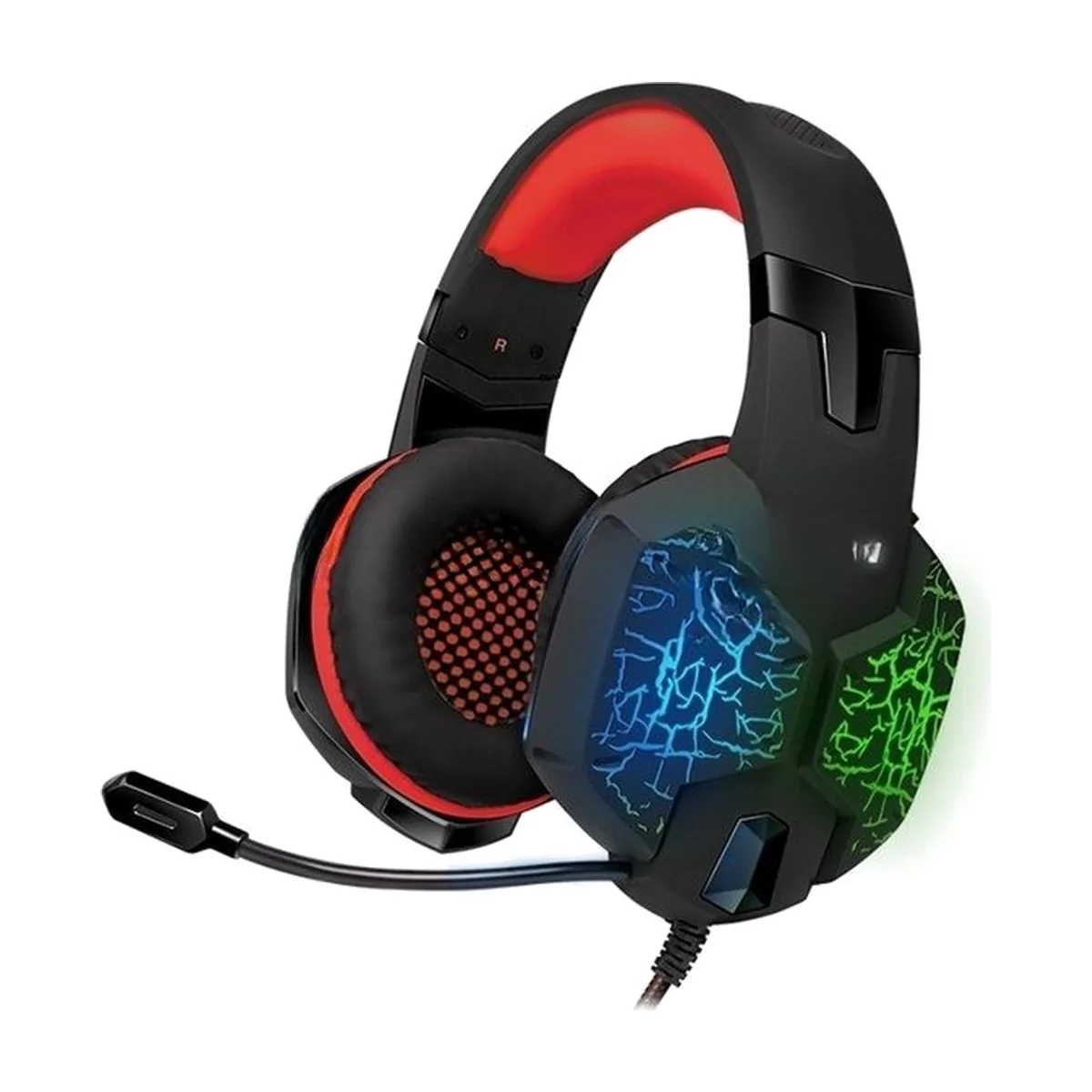 Гарнитура проводная игровая с микрофоном SVEN AP-U988MV, черный-красный (USB, LED, 7.1)