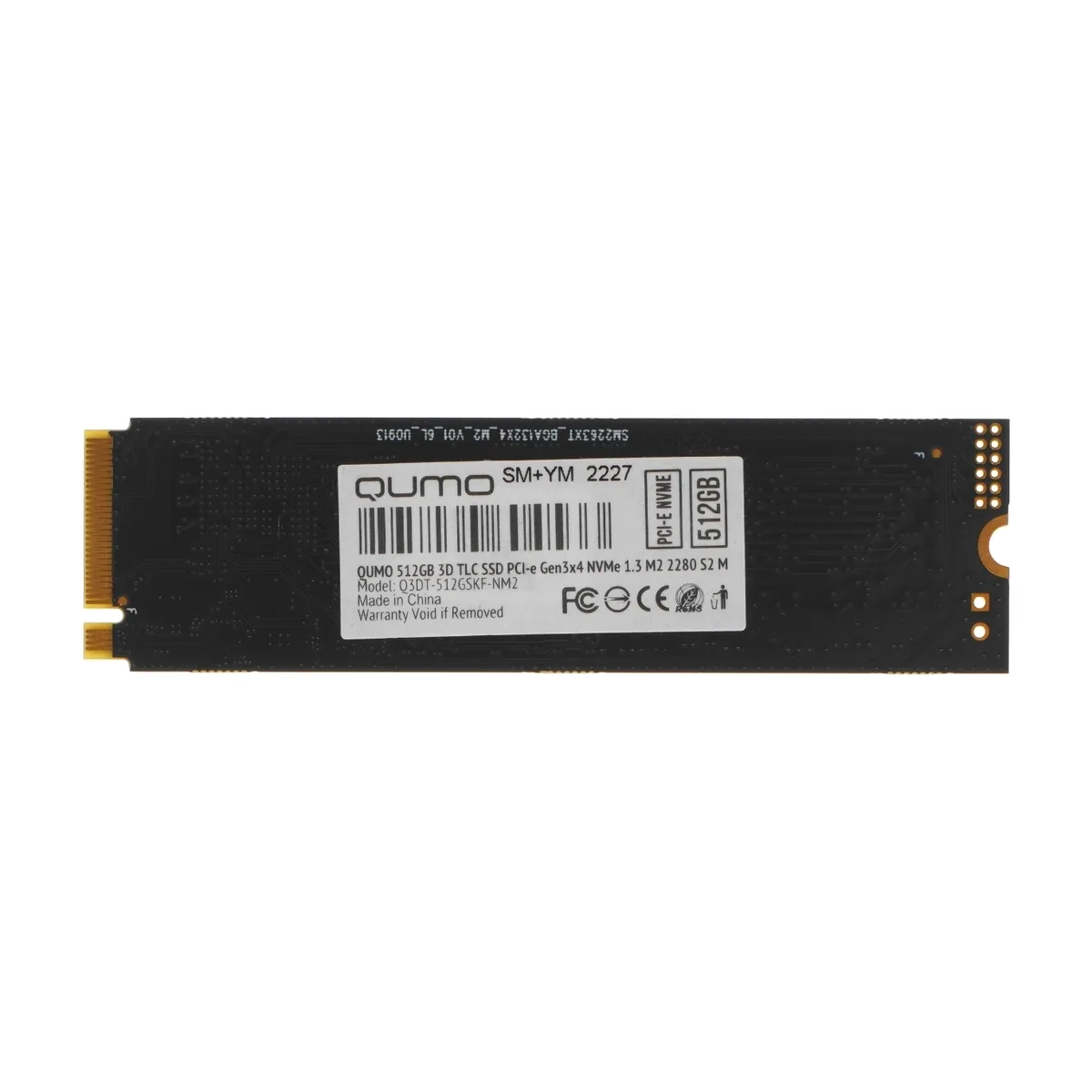 Накопитель SSD QUMO Novation, 512Gb, PCIe 3.0 x4, M.2 2280, NVMe, R/W 2500/1900