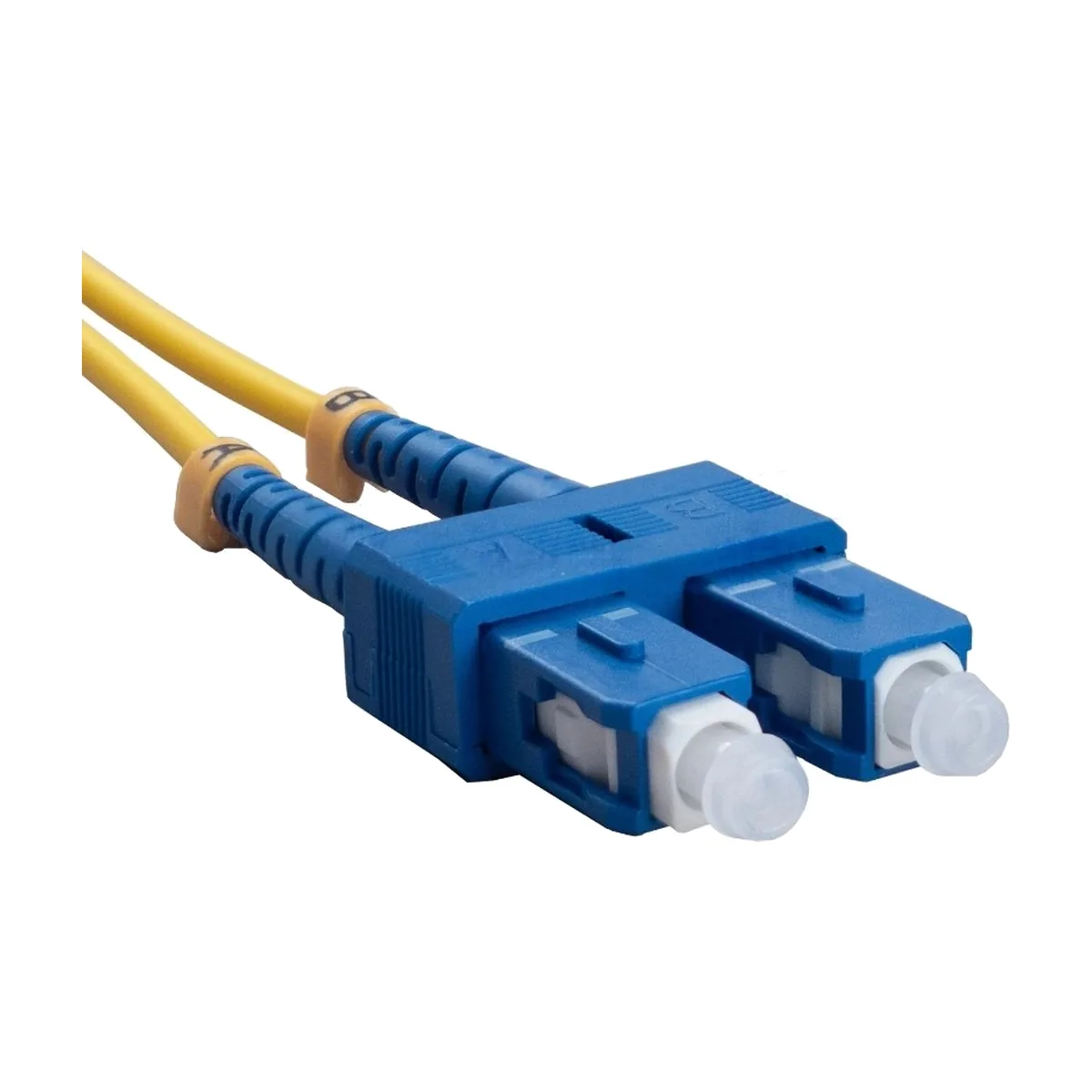 Комм. шнур оптический Cabeus Tight Buffer, Duplex LC/SC, OS2 9/125, LSZH, 20м, Ø 3мм, синий хвостовик, цвет: жёлтый