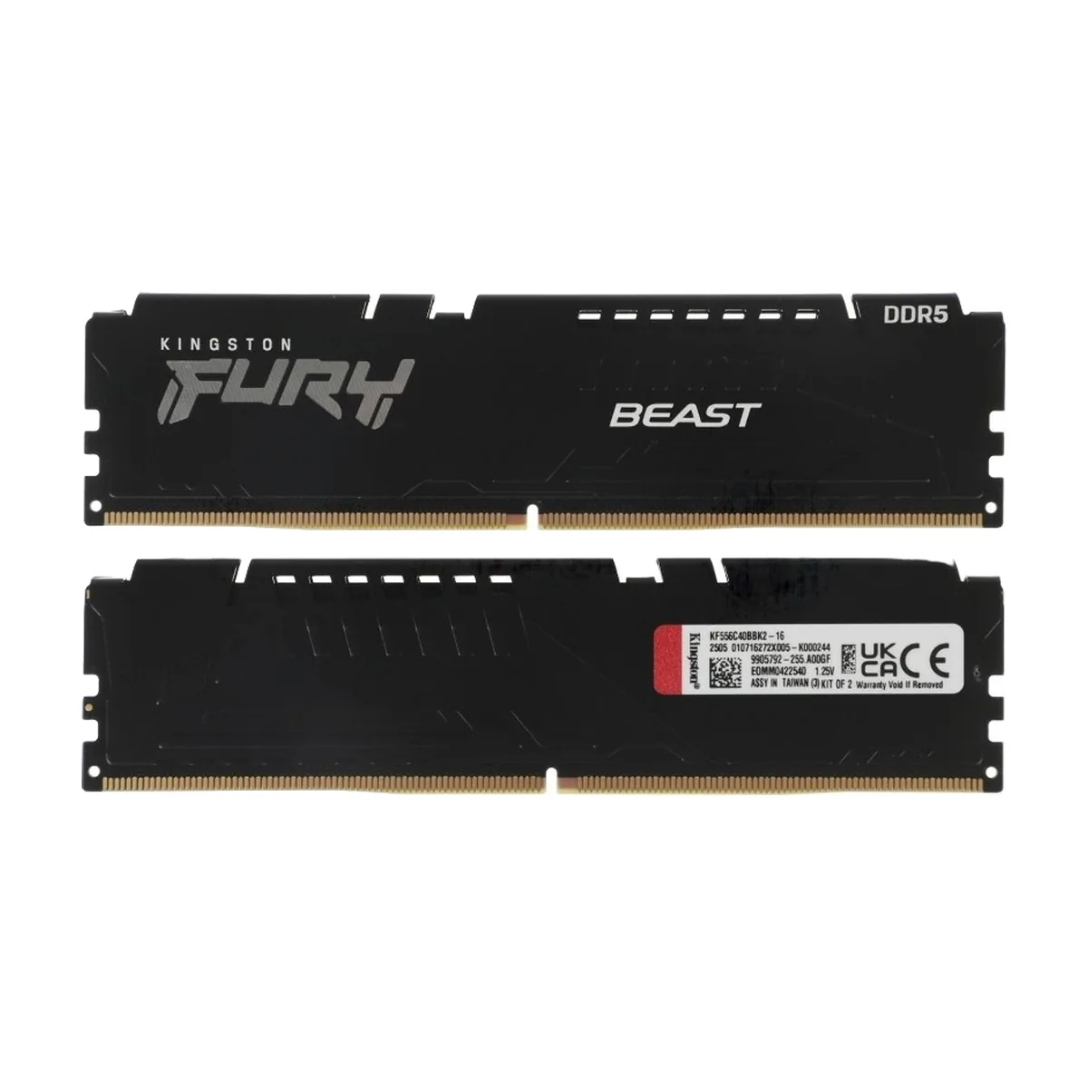 Оперативная память Kingston Fury Beast, DDR5, 16GB (2x8GB), 5600MHz, CL40, DIMM, с радиаторами, черный