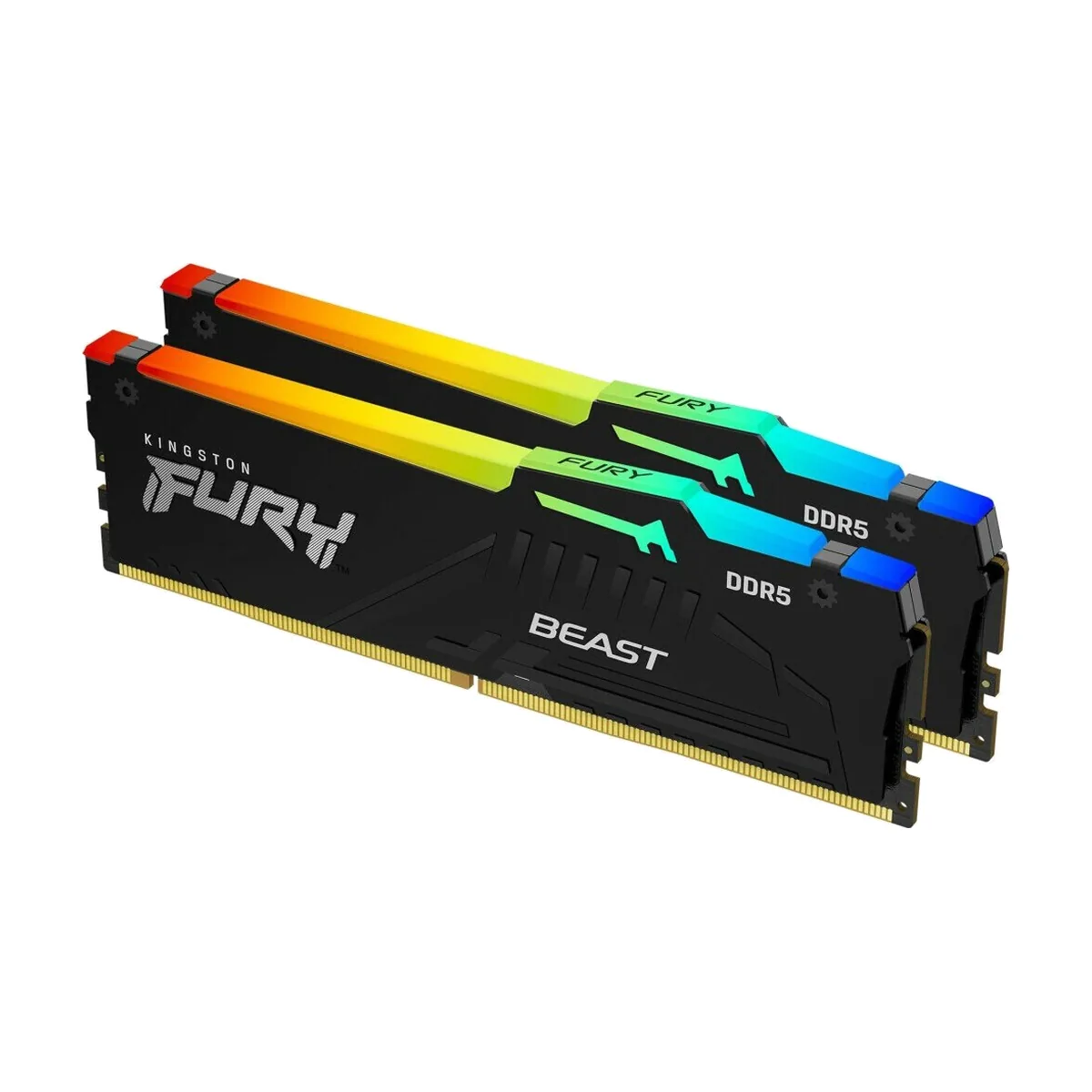Оперативная память Kingston Fury Beast, DDR5, 32GB (2x16GB), 5200MHz, CL40, DIMM, с радиаторами, RGB, черный