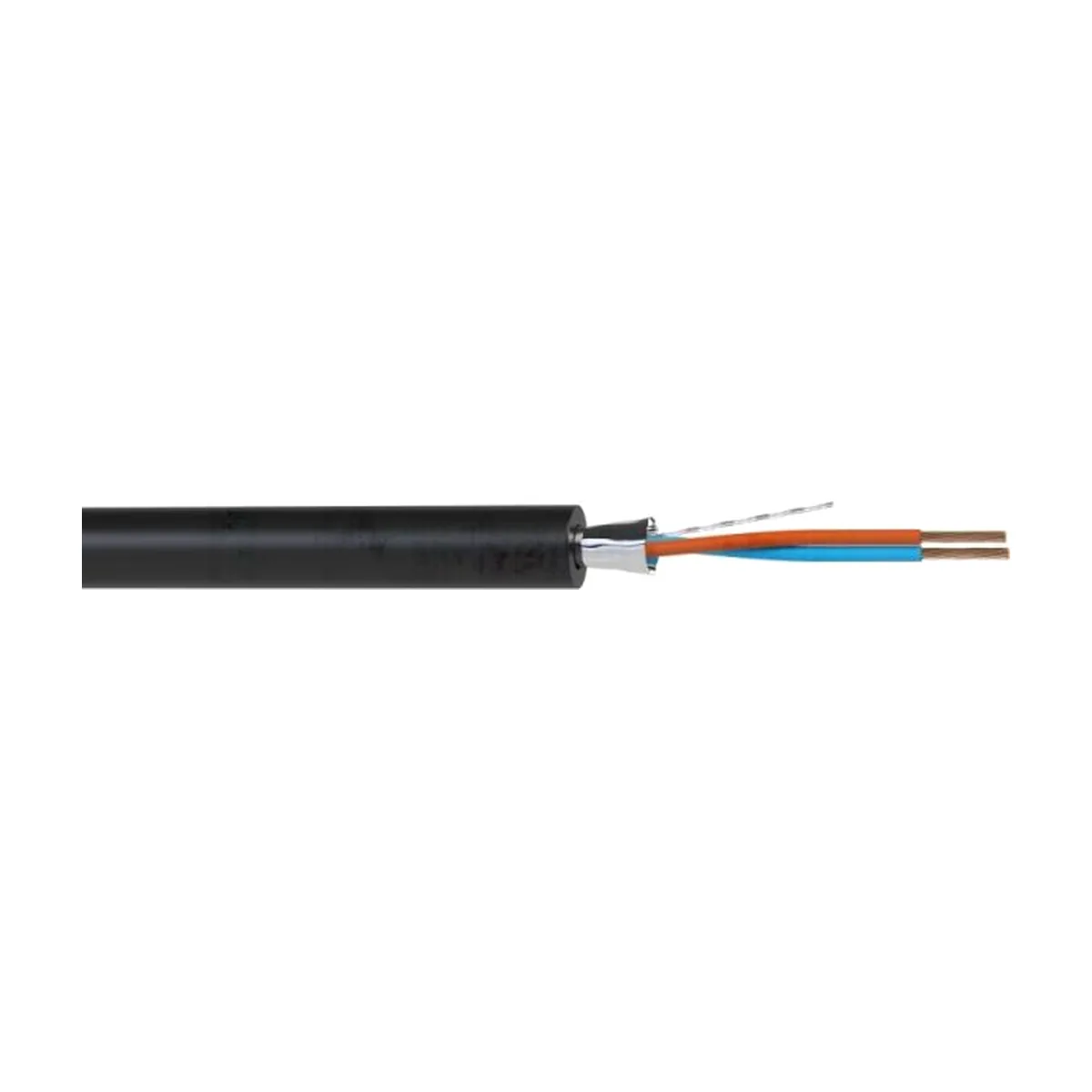 Кабель балансный микрофонный 100 м, 24 AWG, FRNC/LSZH, 0.2 мм2, диаметр 3.7мм, экран, медь 25 x 0.1 мм, черный, бухта