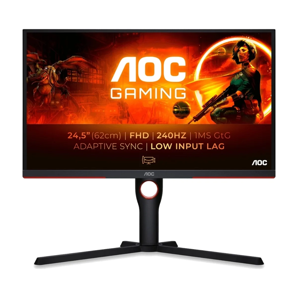 Монитор 24.5" AOC 25G3ZM VA 1920x1080, 240 Гц, 1 мс, 16:9, 300 кд/м², 2xHDMI, DisplayPort, Flicker Free, Low Blue Light, черный