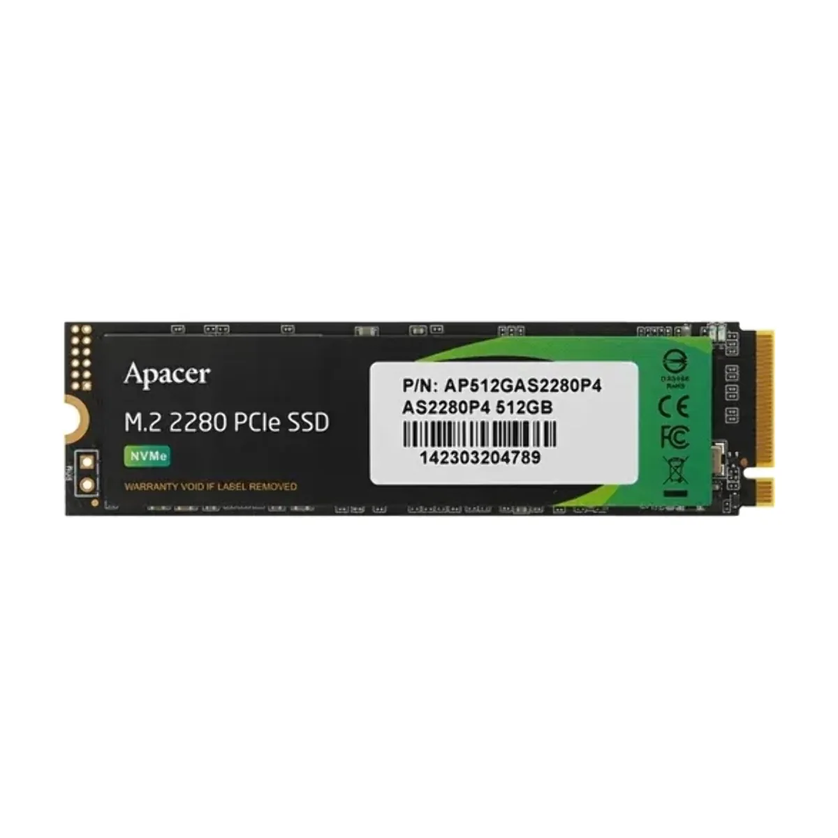 Накопитель SSD Apacer AS2280P4, 512Gb, M.2 2280, PCIe 3.0 x4, NVMe, R/W 2100/1500
