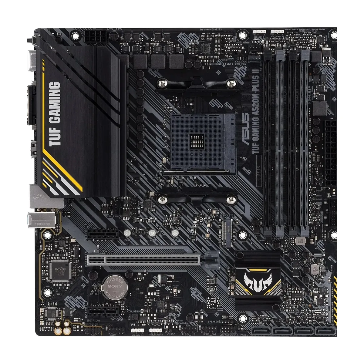 Материнская плата ASUS TUF GAMING A520M-PLUS II, AM4, AMD A520, 4xDDR4, 4xSATA, 2xM.2, 1xPCIe 3.0 x16, DP, HDMI, D-Sub, 1x1Gb LAN, 3x3.5 мм, 7.1, microATX