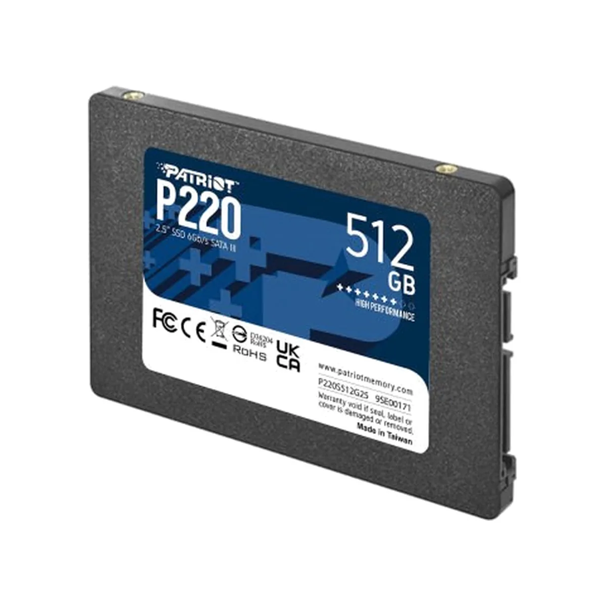 Накопитель SSD Patriot P220, 512Gb, SATA III, 2.5", R/W 550/500