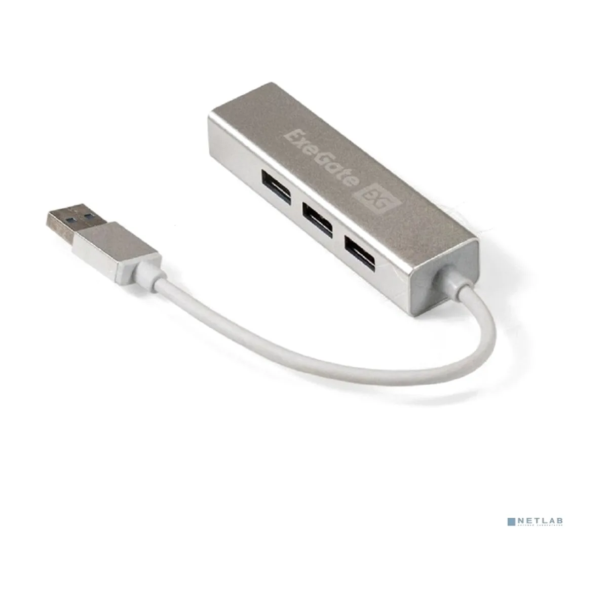 USB-концентратор ExeGate DUB-4 (кабель-адаптер USB3.0 --> 4xUSB3.0, Plug&Play, серебристый)