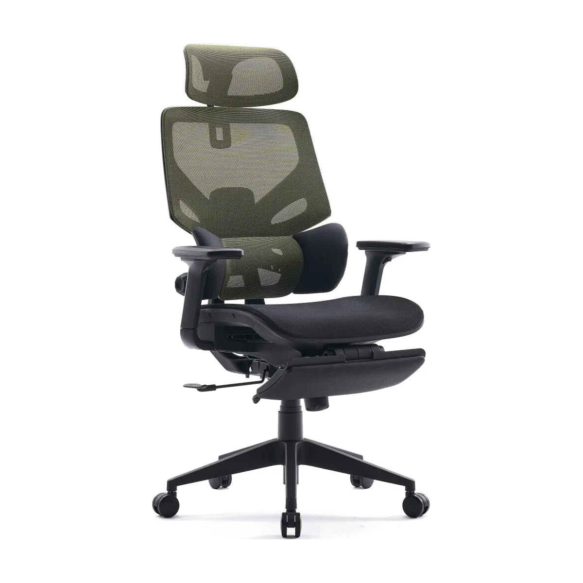 Кресло Cactus CS-CHR-MC01-LGNBK салатовый, сетка, подголовник, подставка для ног