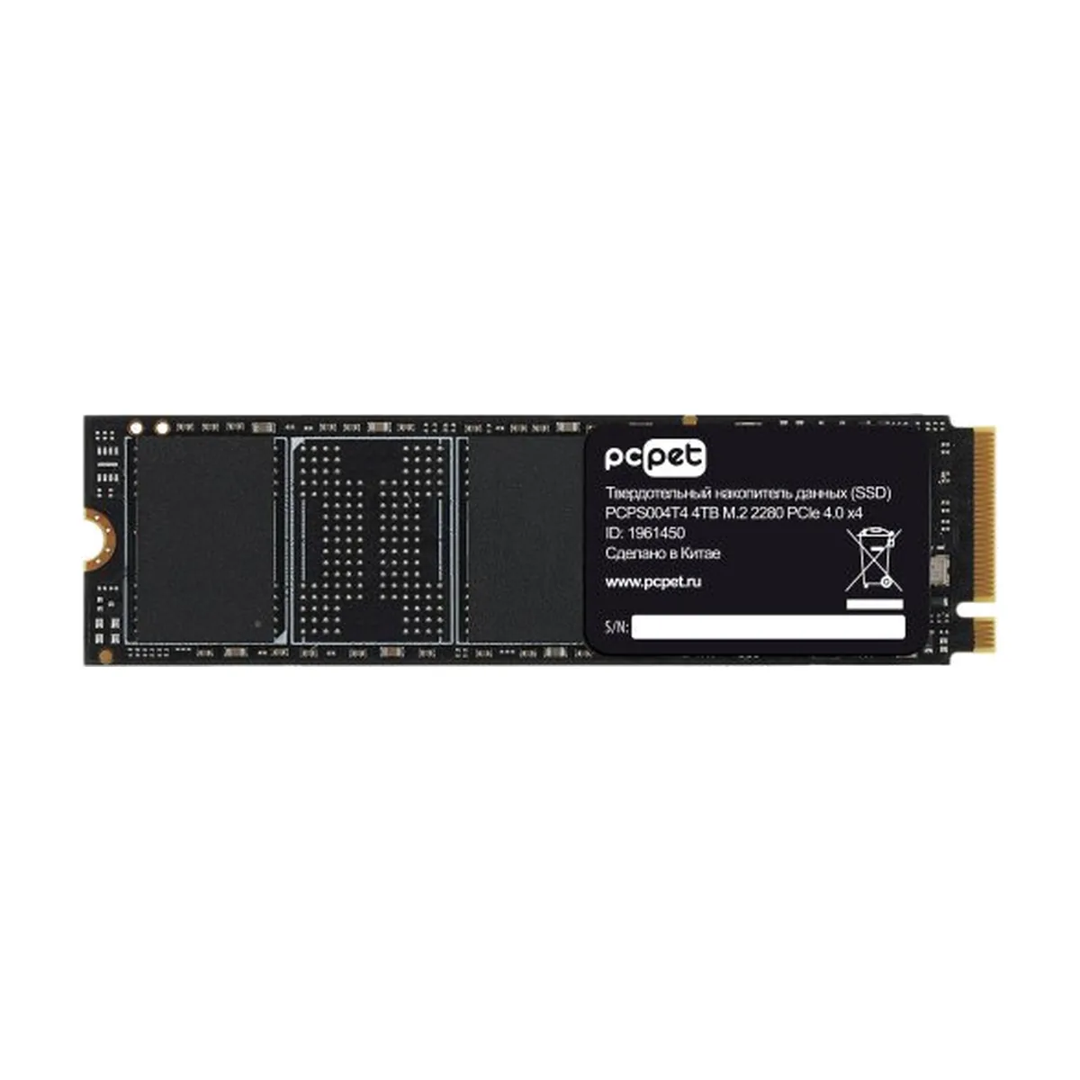 Накопитель SSD PC Pet PCI-E 4.0 x4 4TB PCPS004T4 M.2 2280 OEM