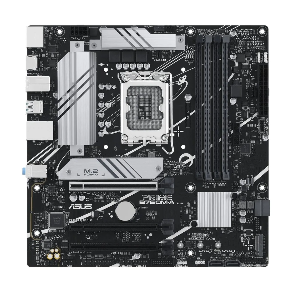 Материнская плата ASUS PRIME B760M-A-CSM, LGA1700, Intel B760, 4xDDR5, 4xSATA, 2xM.2, 1xPCIe 4.0 x16, DisplayPort, 2xHDMI, 1x2.5Gb LAN, 3x3.5 мм, 7.1, microATX