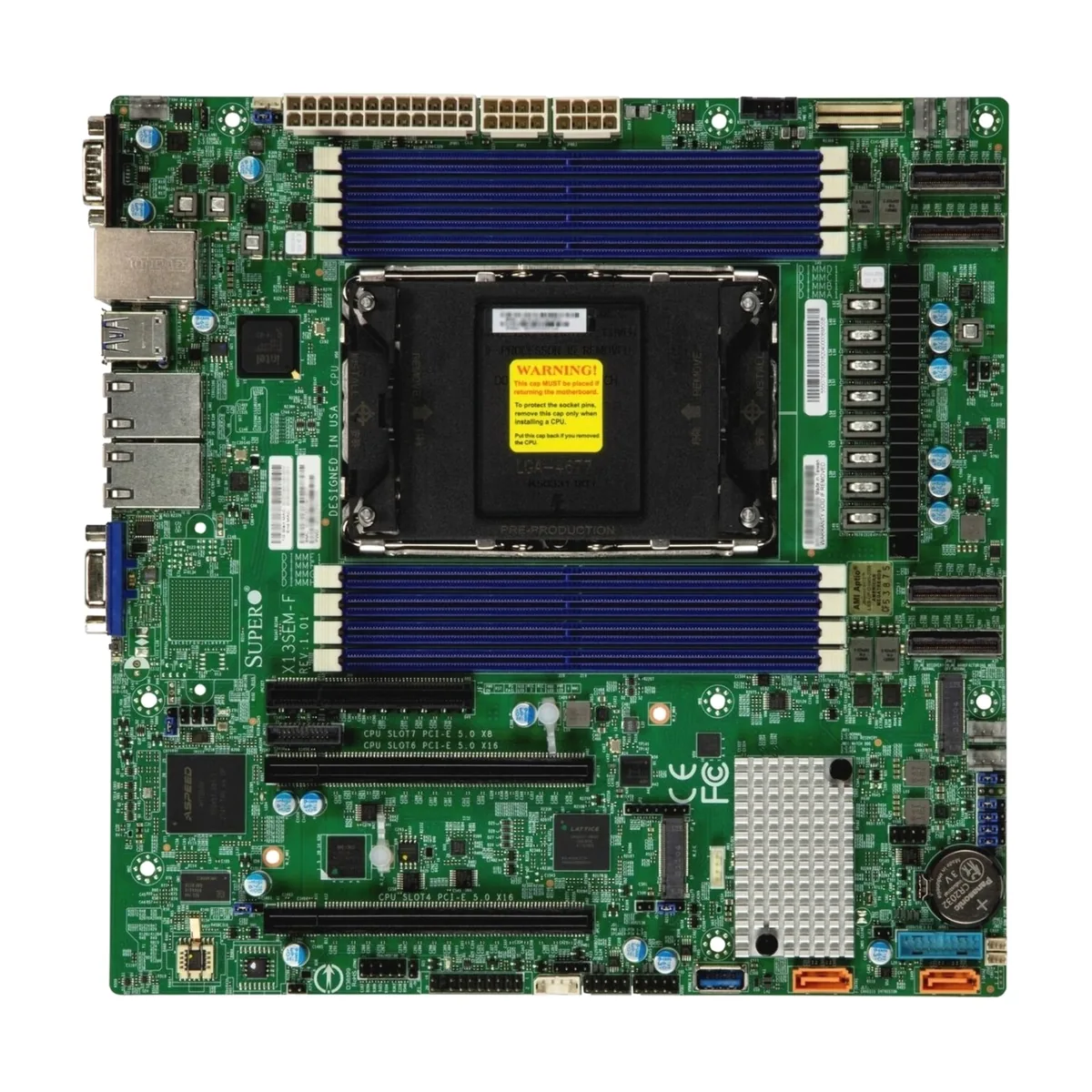 Материнская плата Supermicro X13SEM-F, LGA4677, Intel C741, 8xDDR5, 10xSATA, 2xM.2, 2xPCIe 5.0 x16, 1xPCIe 5.0 x8, 1xVGA, 1xCOM, 2x1Gb LAN, 2xUSB 3.2 Gen1, 2xUSB 2.0, microATX