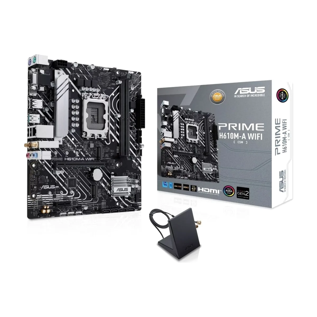 Материнская плата ASUS PRIME H610M-A WIFI, LGA1700, Intel H610, 2xDDR5, 4xSATA, 2xM.2, 1xPCIe 4.0 x16, 1xPCIe 4.0 x1, DisplayPort, HDMI, VGA (D-Sub), 1x1Gb LAN, USB 3.2 Gen 2, 3x3.5 мм, 7.1, microATX