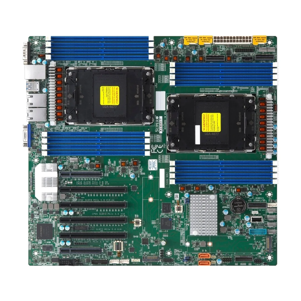 Материнская плата Supermicro X13DAI-T spec, 2xLGA4677, Intel C741, 16xDDR5 RDIMM, 10xSATA 6Gb/s, 2xM.2 PCIe, 5xPCIe 5.0 x16, 1xPCIe 5.0 x8, 1xVGA, 2x10GbE LAN, 4xUSB 3.0, 1xUSB 3.2 Gen2, 1xCOM, 7x3.5 мм, 7.1, E-ATX