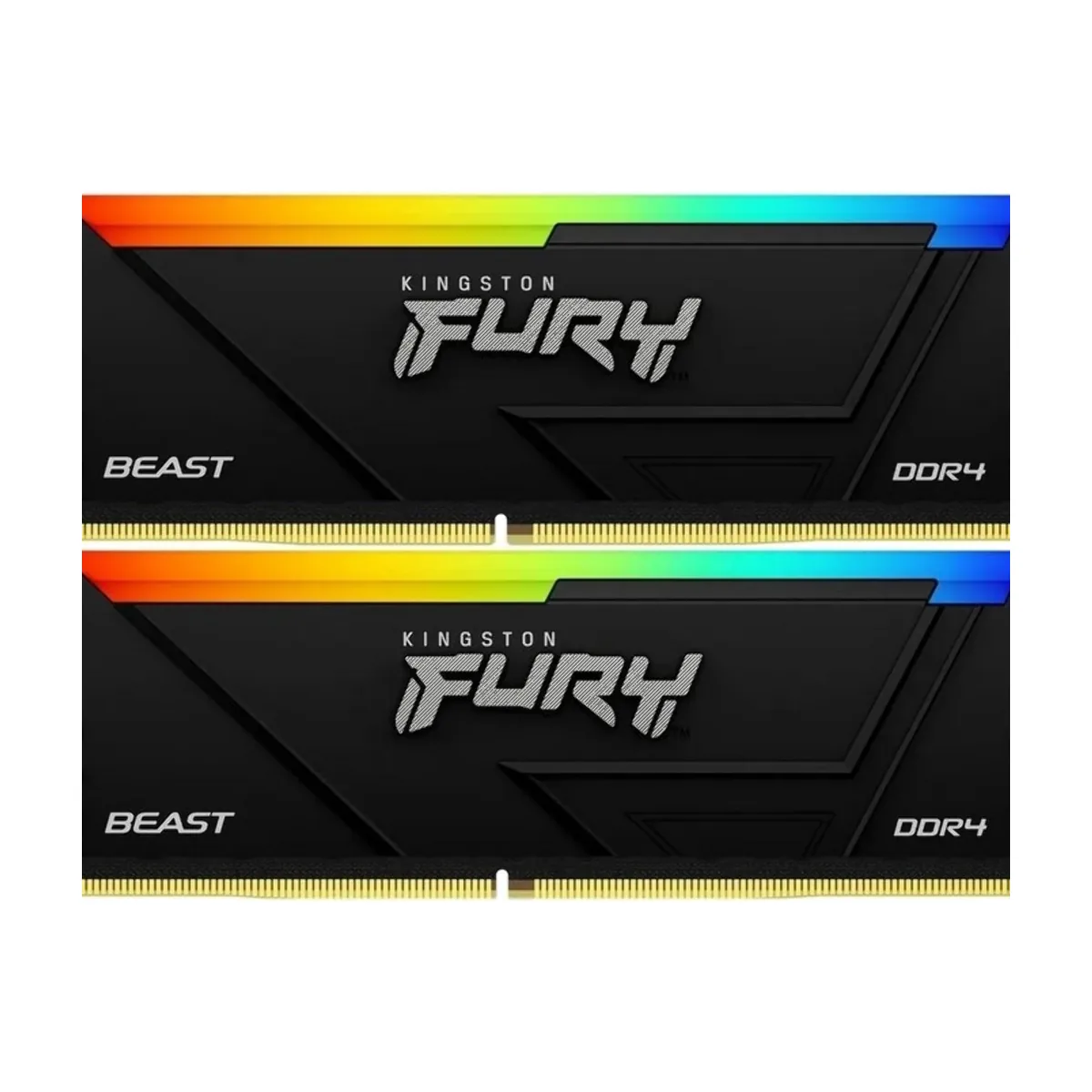 Оперативная память Kingston Fury Beast, DDR4, 32GB (2x16GB), 3200MHz, CL16, DIMM, с радиатором, RGB, черный