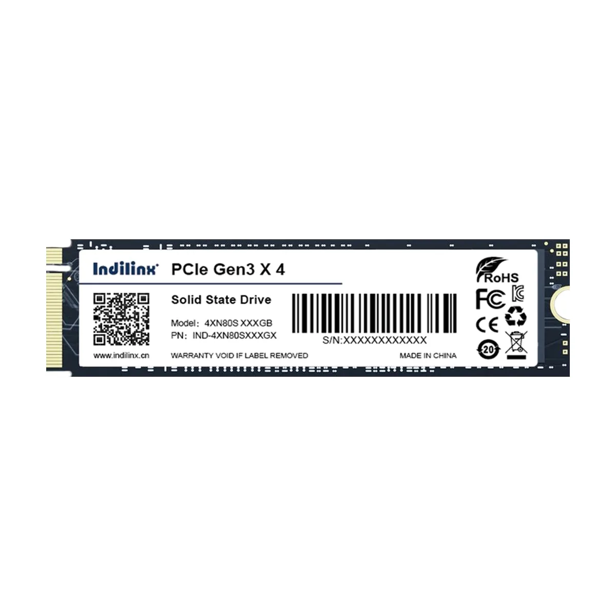 Накопитель SSD Indilinx IND-4XN80S, 256Gb, PCIe 3.0 x4, M.2 2280, NVMe, R/W 2300/1200