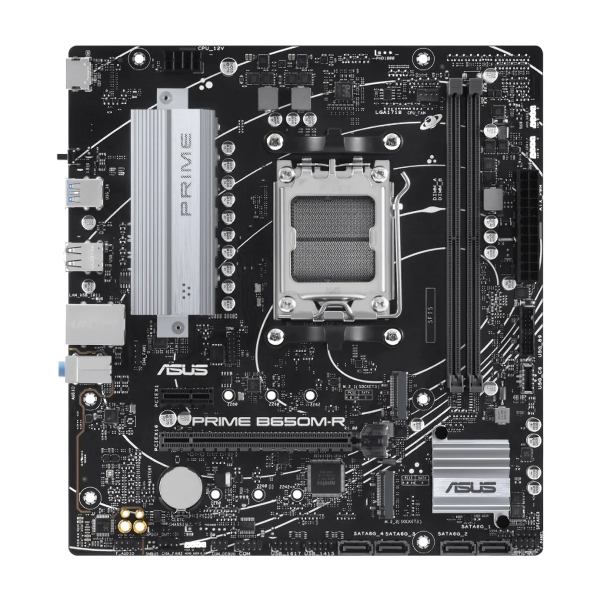 Материнская плата ASUS PRIME B650M-R, AM5, AMD B650, 2xDDR5, 4xSATA, 2xM.2, 1xPCIe 4.0 x16, 1xPCIe x1, HDMI, 1x2.5Gb LAN, 6xUSB, 3x3.5 мм, 7.1, microATX
