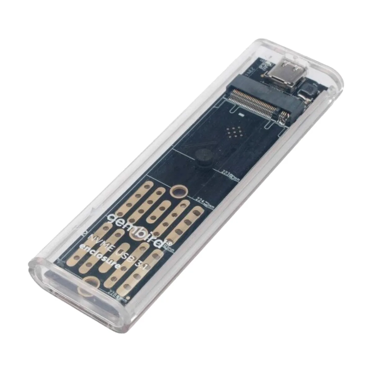 Внешний корпус Gembird EEM2-NVME-2 USB 3.1 для M2 NVME порт Type-С, пластик, прозрачный