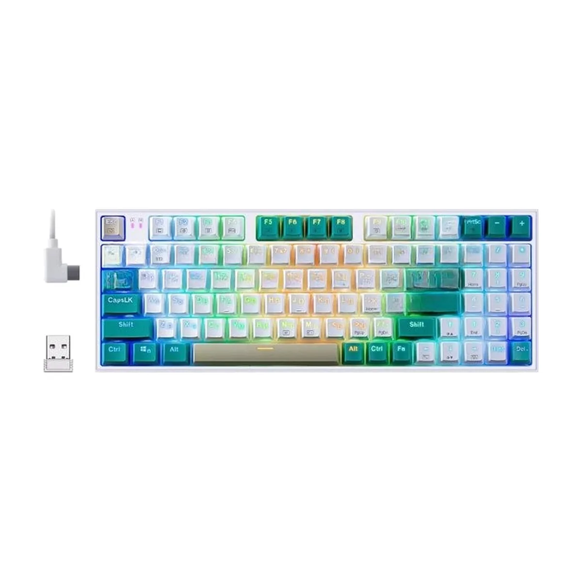 Клавиатура беспроводная Defender REDRAGON VEIGAR USB, Bluetooth/Радиоканал, бело-голубая