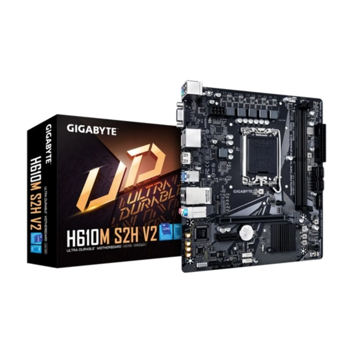 Материнская плата GIGABYTE H610M S2H V2, LGA1700, Intel H610, 2xDDR5, 4xSATA, 1xM.2, 1xPCIe 4.0 x16, DisplayPort, HDMI, D-Sub, 1x1Gb LAN, 3x3.5 мм, 7.1, microATX
