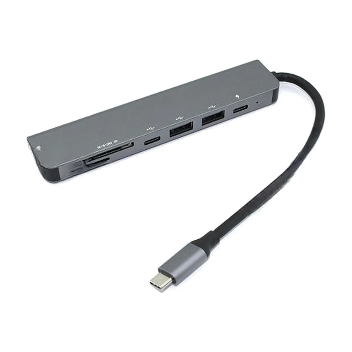 Адаптер Type-C на HDMI, PD+, USB 3.0*2 + SD/TF для MacBook, серебро