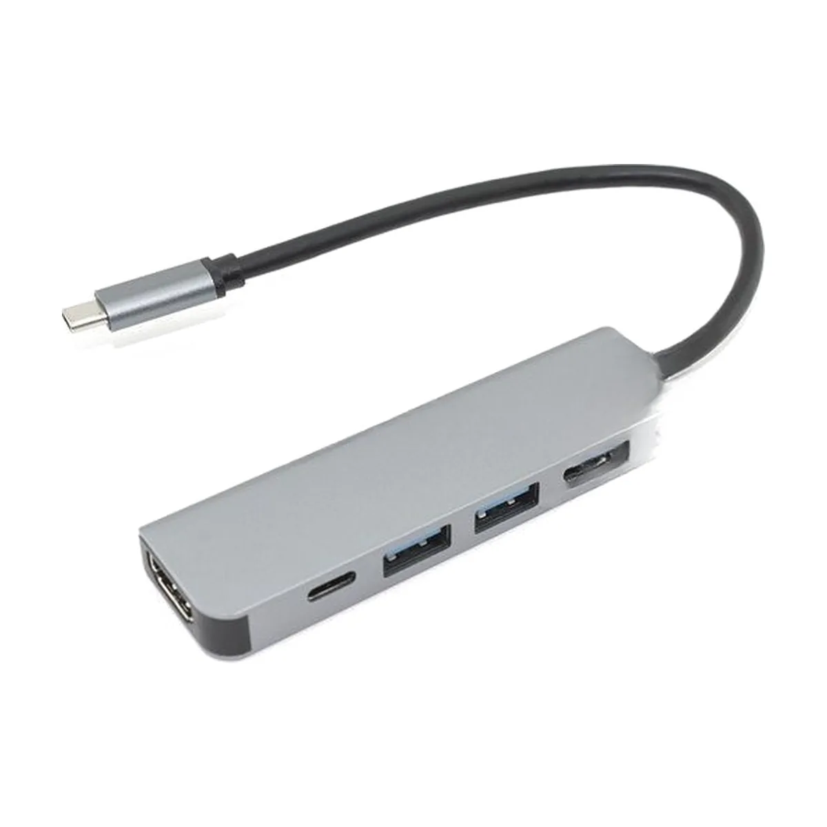 Адаптер Type-C на HDMI, USB 3.0*2 + 2 Type-C для MacBook, серый