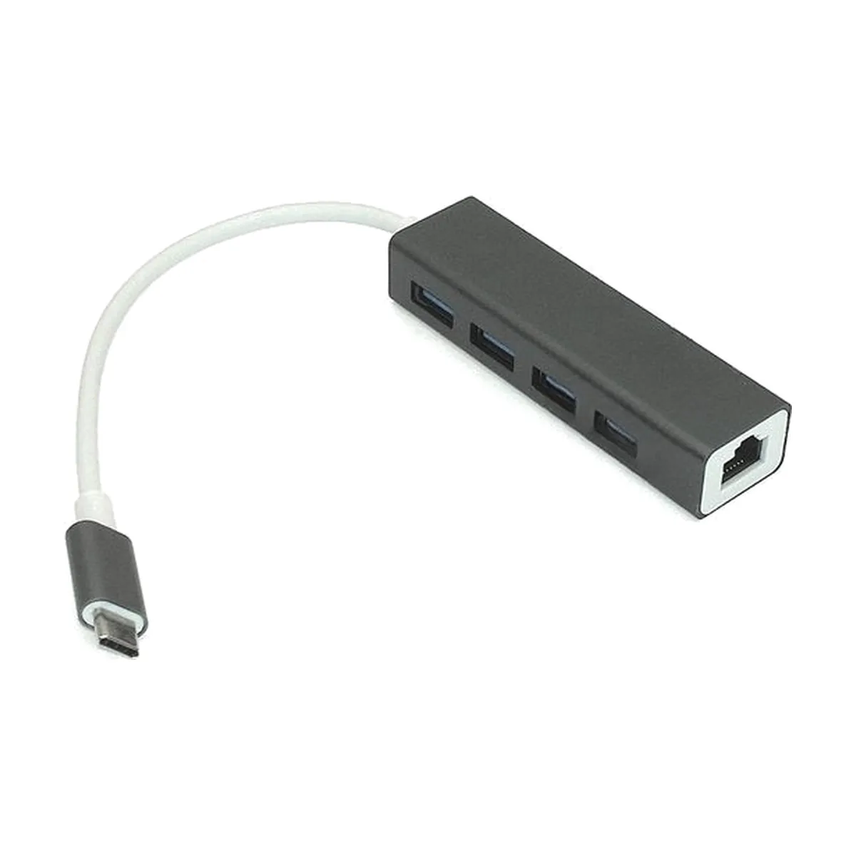 Адаптер Type-C на USB 3.0*3 + RJ45, серый