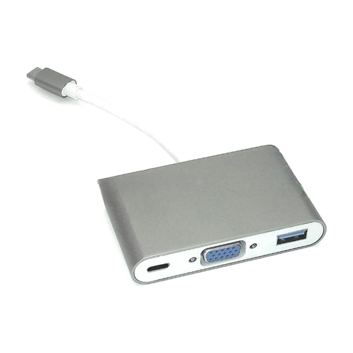Адаптер Type-C на VGA, USB 3.0 + Type-С для MacBook, серый