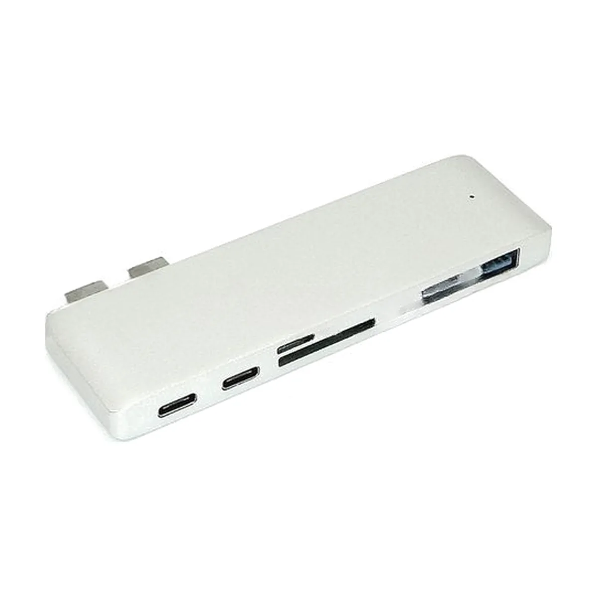 Адаптер сдвоенный Type-C на USB 3.0*2 + Type-C* 2 + SD/TF для MacBook, серебристый