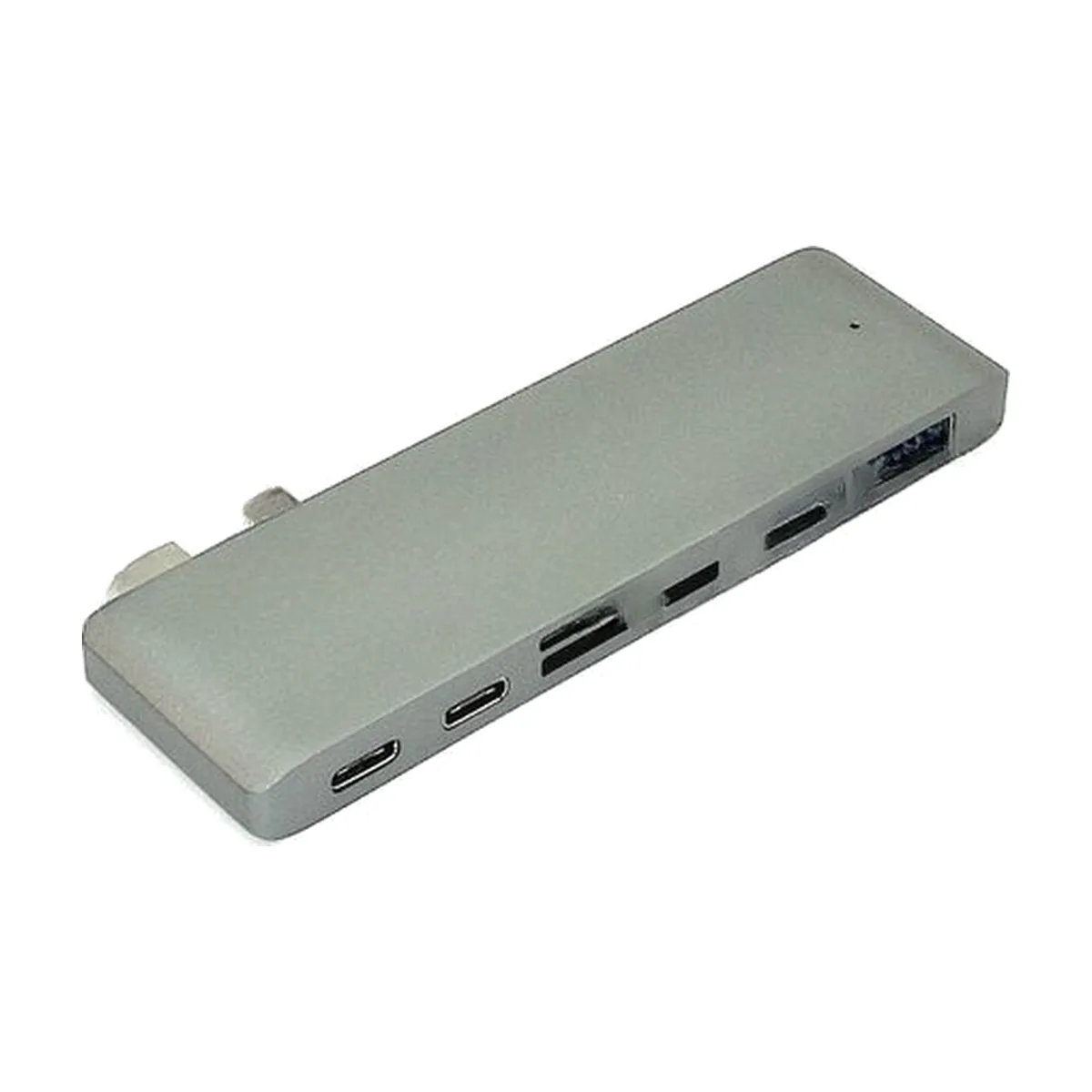 Адаптер сдвоенный Type-C на USB 3.0*2 + Type-C* 2 + SD/TF для MacBook, серый