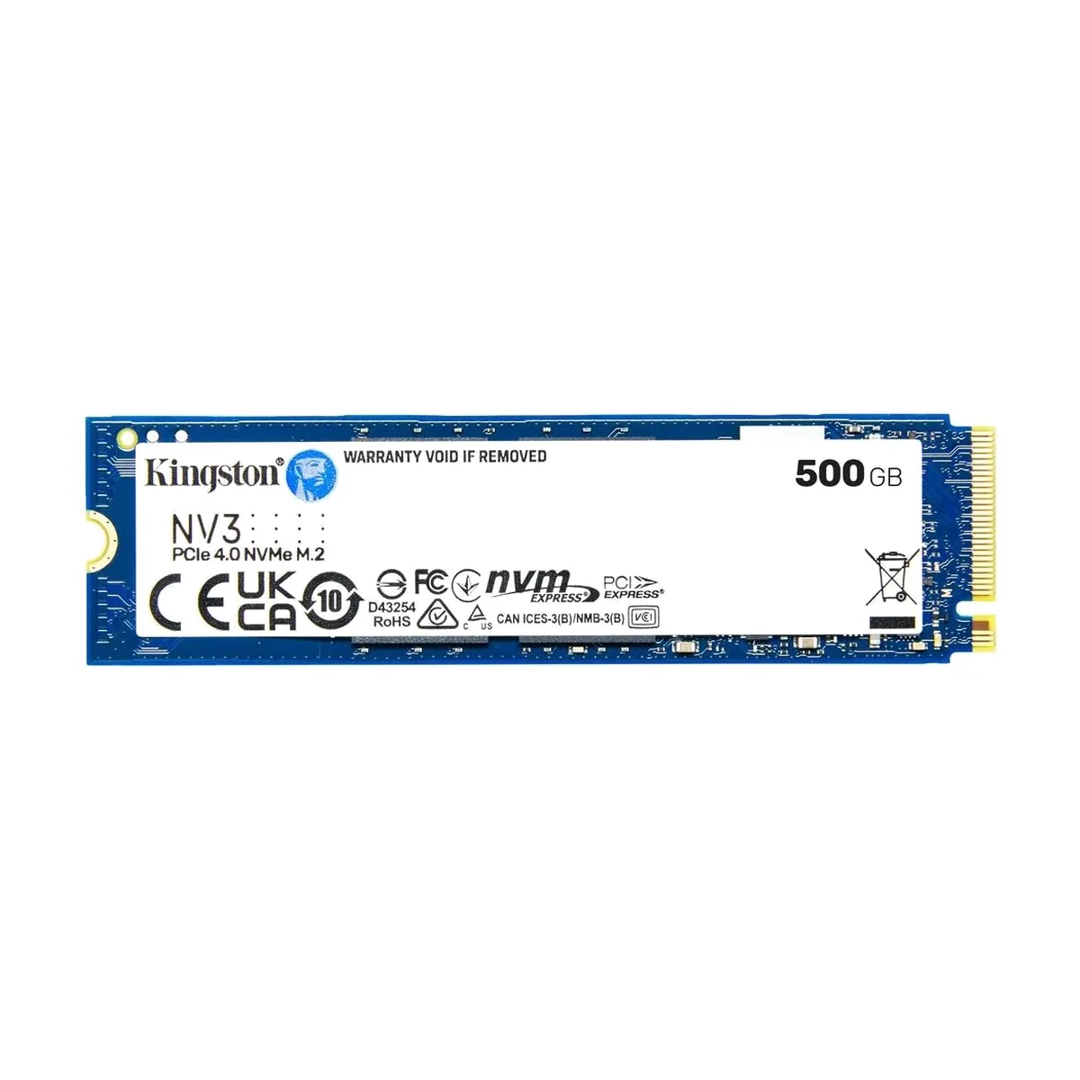 Накопитель SSD Kingston NV3, 500Gb, M.2 2280, PCIe 4.0 x4, NVMe, R/W 5000/3000