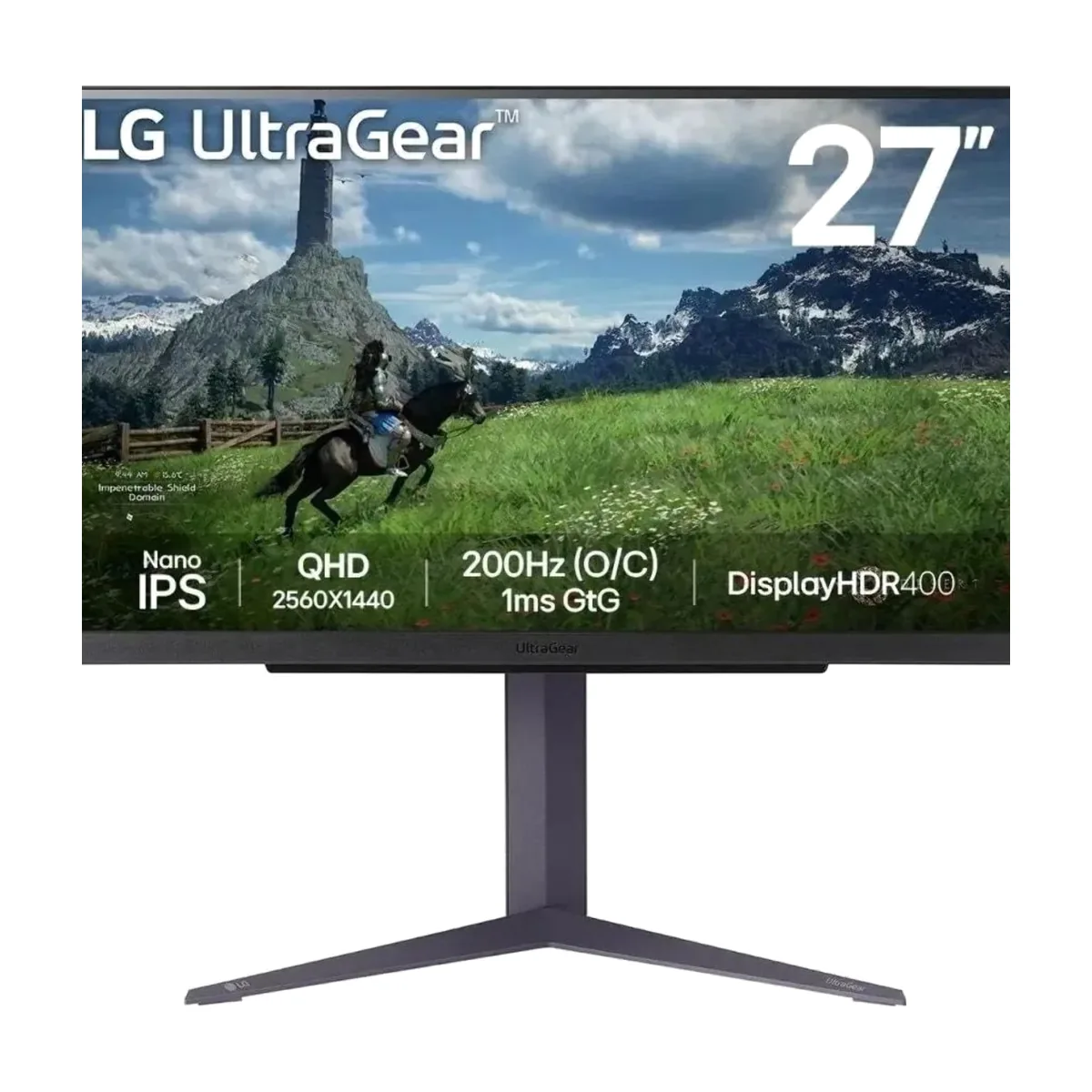 Монитор 27" LG UltraGear 27GS85Q-B Nano IPS 2560x1440, 200 Гц, 1 мс, 16:9, DisplayHDR 400, 400 кд/м², HDMI (x2), DisplayPort, USB-A (x2), Flicker Free, Low Blue Light, виртуальный прицел, стабилизатор черного цвета, счетчик кадров, трехсторонний безрамочный дизайн, регулировка по высоте, поворот на 