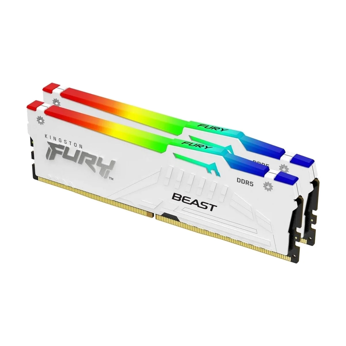 Оперативная память Kingston Fury Beast, DDR5, 32Gb (2x16Gb), 6000MHz, CL36, DIMM, с радиаторами, RGB, белый