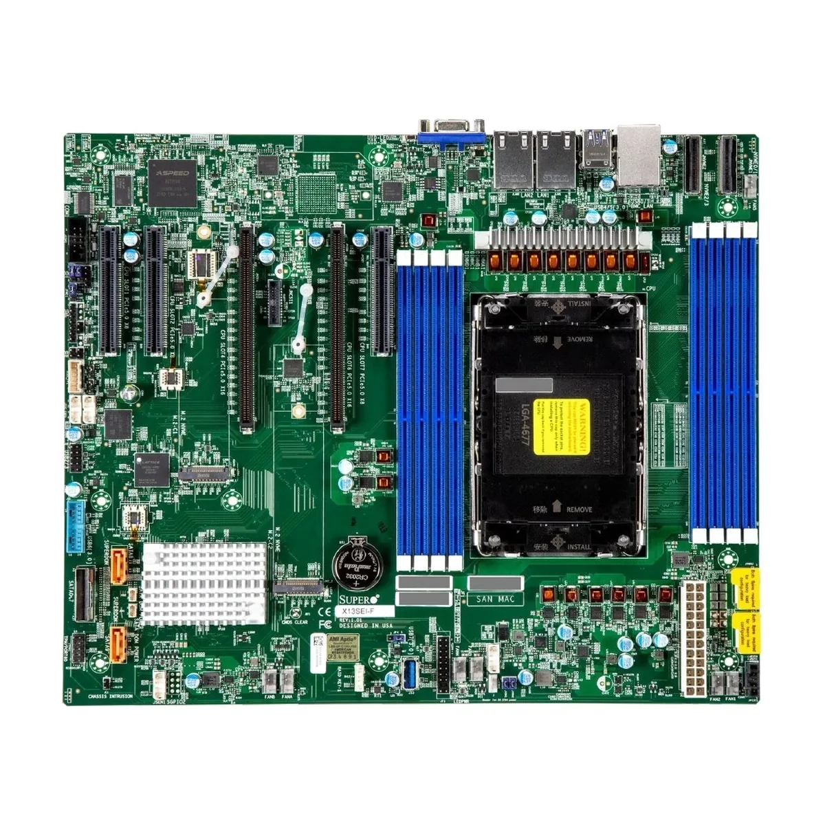 Материнская плата Supermicro X13SEI-F, LGA4677, Intel C741, 8xDDR5, 10xSATA, 2xM.2, 2xPCIe 5.0 x16, 3xPCIe 5.0 x8, 1xVGA, 2x1Gb LAN, 2xUSB 3.2 Gen1, 2xUSB 2.0, E-ATX