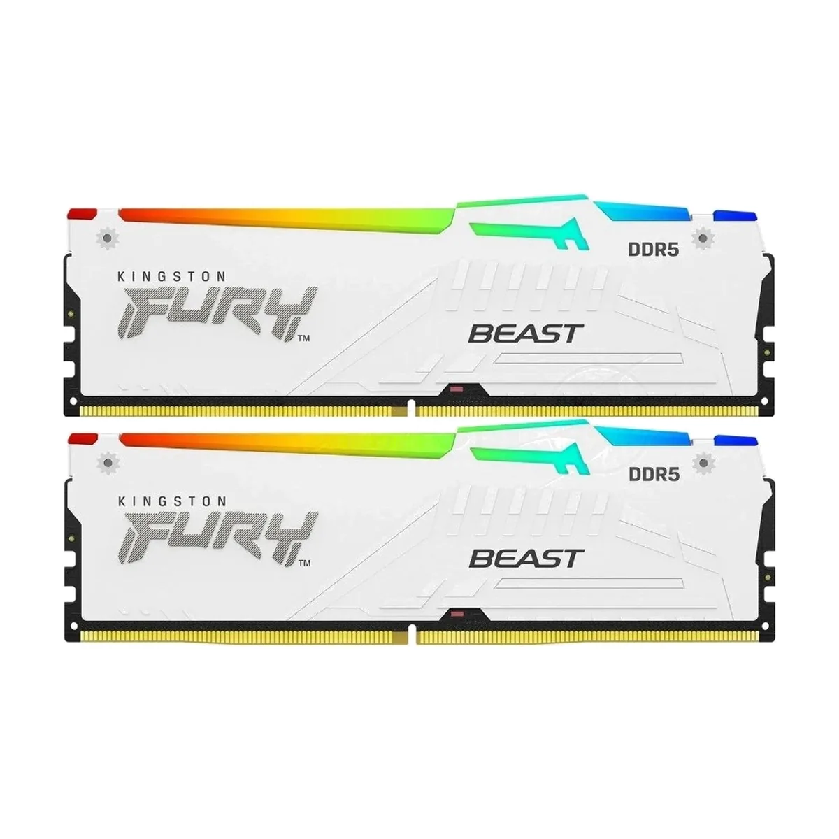 Оперативная память Kingston Fury Beast, DDR5, 64Gb (2x32GB), 5600MHz, CL36, DIMM, радиатор, RGB, белый