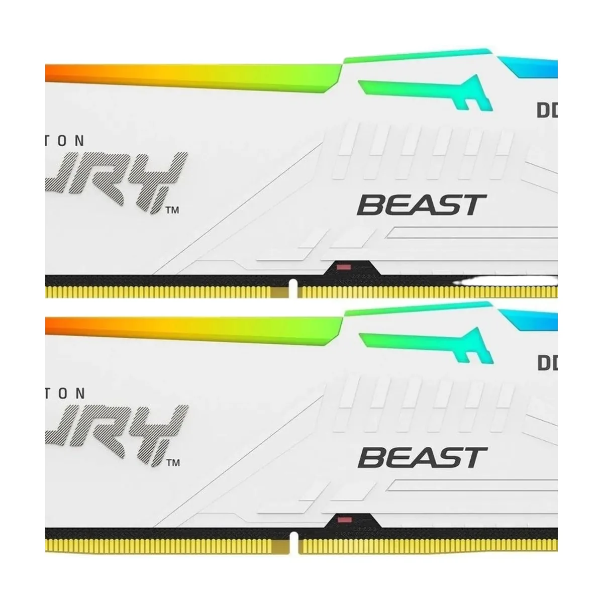 Оперативная память Kingston Fury Beast, DDR5, 32Gb (2x16Gb), 5600MHz, CL40, DIMM, с радиаторами, RGB, белый
